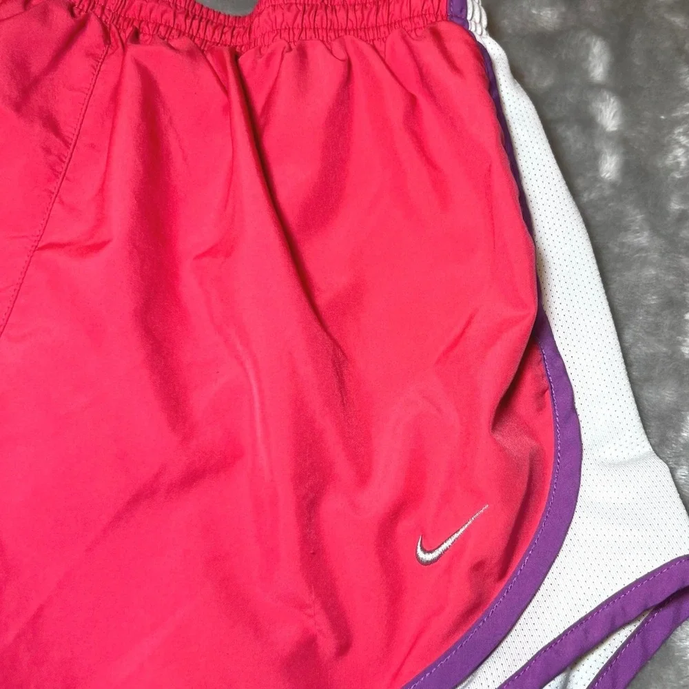 Nike Womens Size Medium Dri-FIT Running Shorts Pink‎ White Purple Athletic Gym